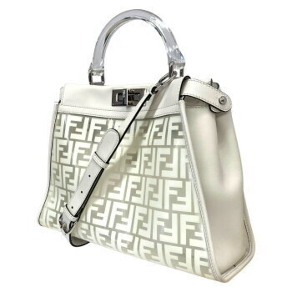 Fendi Clear Bag Edition Peekaboo Limited Leather Handbag White Shoulder Vinyl - Picture 3 of 9